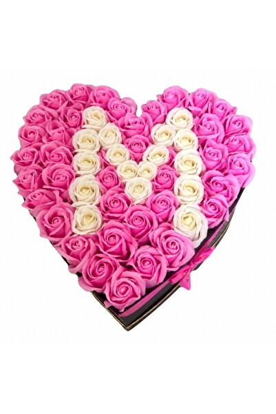 velve Aranjament floral personalizat cu litera,cutie inima neagra,49 trandafi...