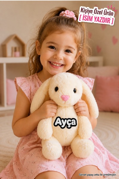 Pandamkee Kişiye Özel İsim Baskılı Uyku Arkadaşım Peluş Tavşan