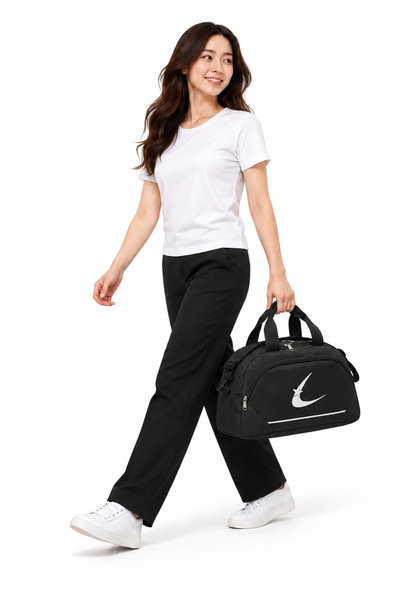 Bevitton Black Two-Compartment Long Strap Unisex Medium-Sized Travel Fitness ...
