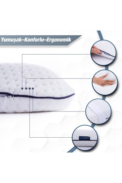 ALKAMTO Visco Orthopedic Children's Pillow 66X33 Cm, for Babies and Children Aged 2+, Extra Travel Neck Pillow