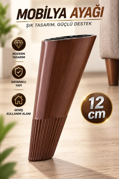 NZB Ahşap Desenli Ayak Açılı Konik 12 cm Mobilya Yükseltici Baza Ayağı Koltuk...