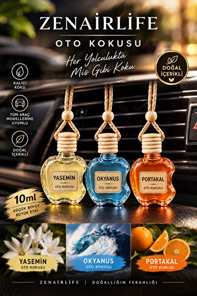 hauswert 3lü Set Oto Araç Kokusu Yasemin - Okyanus - Portakal Aromalı Araba O...