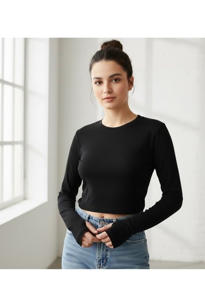 LADY HAZAL ملابس داخلية سوداء اللون من قماش قصة ضيقة Ribana Crop Body Hzlrbng...
