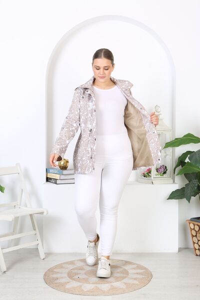 TUTveAL Collection Suya Dayanıklı Mont, Bonded Trençkot, Mevsimlik , Baskılı Mont, Desenli ,yağmurluk, Astarlı Beyaz