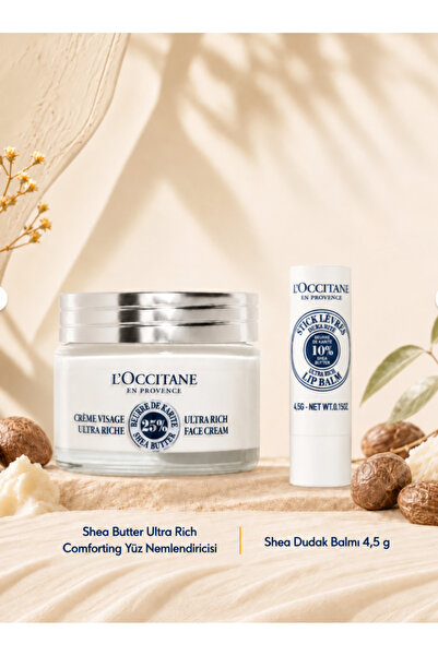 L'Occitane Shea Moisturizing Care Set, Face Moisturizer & Lip Balm with Shea ...