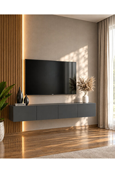 subahome Duvara Monte Modern Minimalist Antrasit Tv Ünitesi Mdf 160 cm