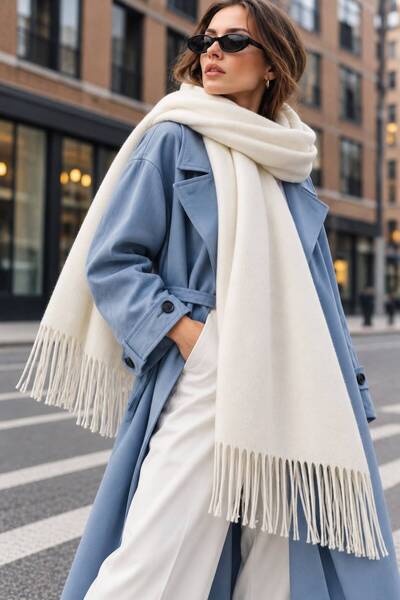nisaNCa Soft Feel Women's Scarf – Soft Textured Wide Oversized Tassel Shoulde...