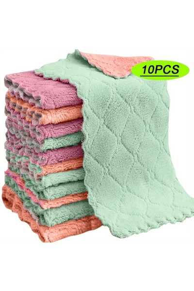 Choice 10pcs Mix Color 10pcs Cleaning Rags Thickened Coral Fleece Dish Towels...