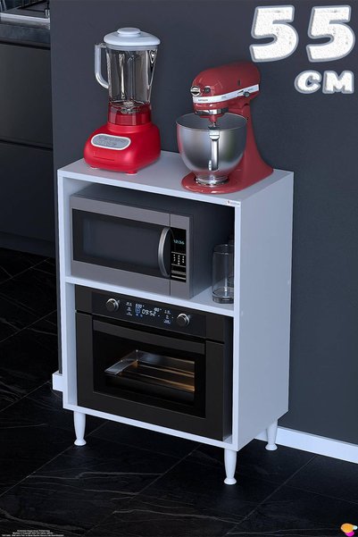 Eliusta Vira Mikrodalga Fırın Standı 55x87x32 cm Çok Amaçlı Mutfak Rafı Kahve...