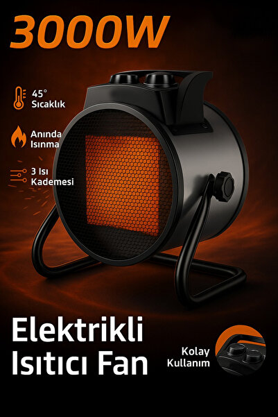 The Wlue Elektrikli Isıtıcı Fan | 3000W Hızlı Isınma | 3 Kademeli Ayar | Sess...