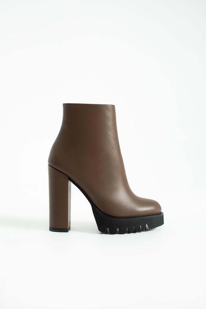 FOLLİNİ Women's genuine leather platform boots brown