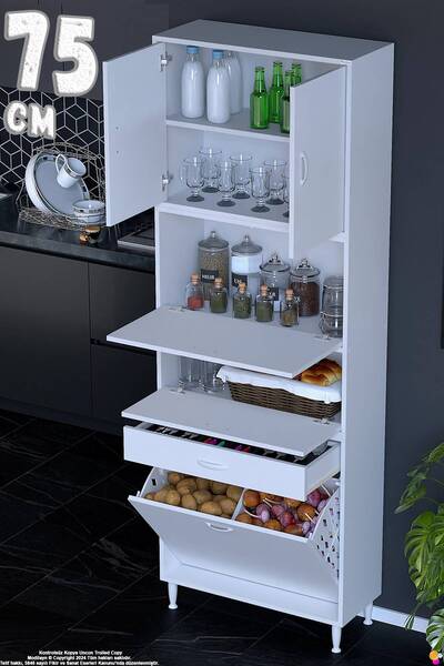 Eliusta Zümra 75 cm Beyaz Fırın Dolabı Patates Soğan Saklama Dolabı Çok Amaçl...