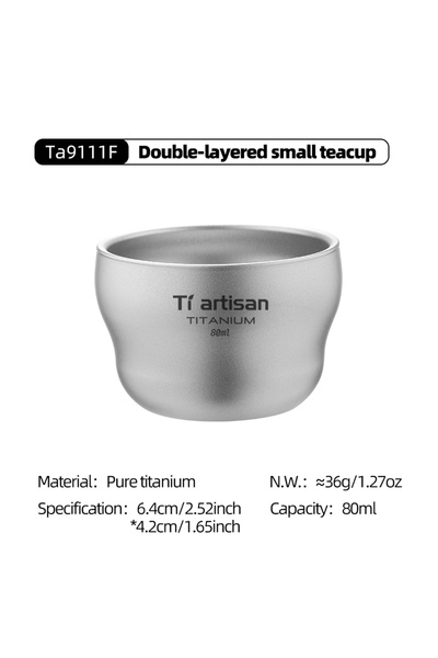 Choice Sandblasted Tiartisan Titanium 80ml Double Layer Gourd Shape Teacup Ou...