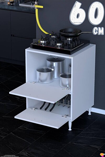 Eliusta Siena 60 cm Çift Kapaklı Set Üstü Ocak Dolabı Fırınlık Kiler Çok Amaç...