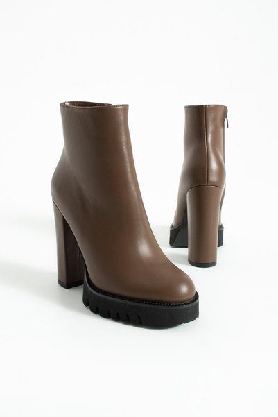 FOLLİNİ Women's genuine leather platform boots brown