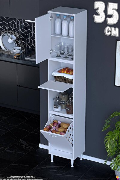 Eliusta Vega Sepetli Çok Amaçlı Mutfak Kiler Dolabı 35 cm Organizer Kirli Çam...