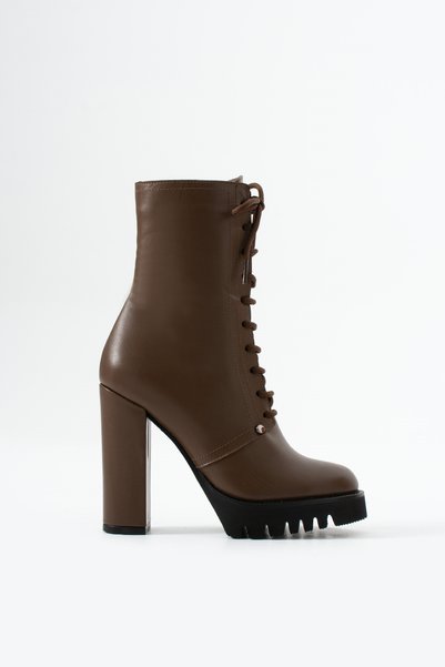 FOLLİNİ Women's genuine leather platform boots brown