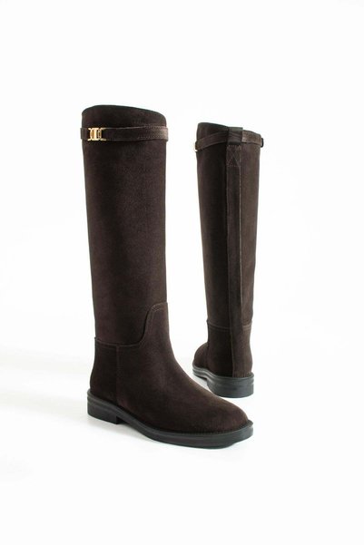 FOLLİNİ Women's Genuine Leather Boots Brown Suede