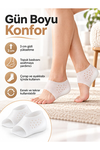 optana Silikon Çorap Taban Gizli Topuk Yükseltici Boy Uzatma Kadın Erkek