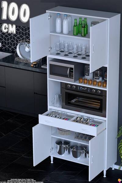 Eliusta Bengi 100 cm Organizer Fırın Dolabı - Kahve Makinası Mutfak Robotu St...
