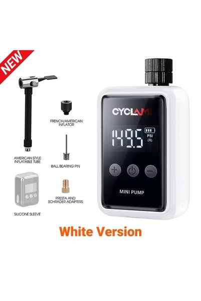 Choice1 HW-125 White CYCLAMI HW125 Bicycle Electric Inflation Pump Mini Porta...