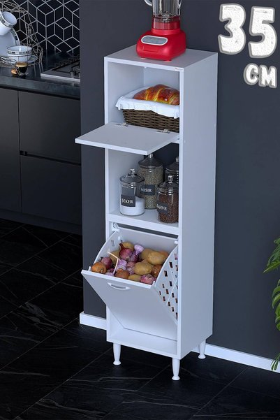 Eliusta Mayra 35 cm Çok Amaçlı Kiler Dolabı Mutfak Banyo Düzenleyici Tek Sepe...