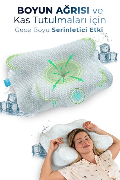 Softlife Nova Ice Cooling Visco Cool Pillow with Cover Orthopedic Neck Suppor...