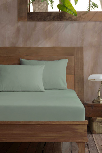 Elart Ranforce Fitted Çift Kişilik Çarşaf Pamuk (160x200cm) Adaçayı