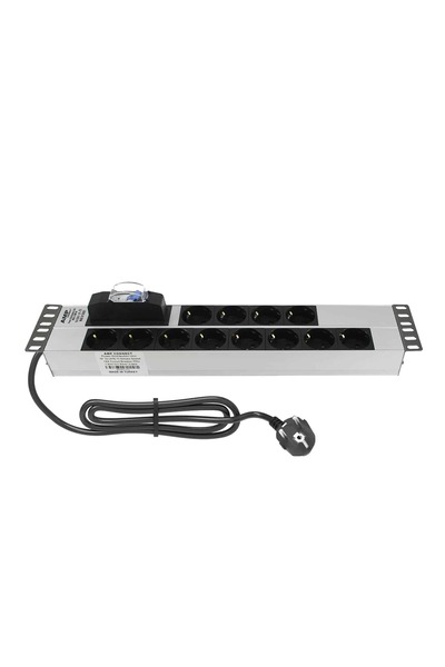 19" 2u 12'li Şebeke Prizli Sigortalı Pdu