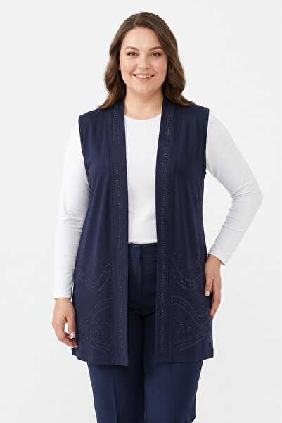 YXL COLLECTION سترة نسائية كبيرة الحجم من الليكرا بنقشة حجرية بدون أكمام من ا...