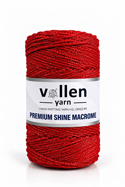 vollen yarn Ασημί μακραμέ κορδόνι 100g 150m Premium Shine – Πολυεστερικό κορδ...