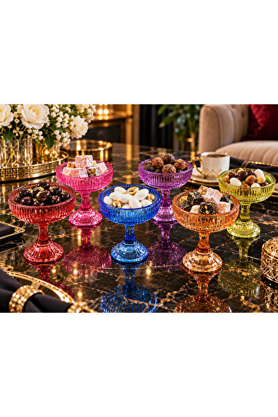 çukurova home Renkli Kahve Yanı Lokumluk - Sunumluk 100 ml ( 6 Adet )