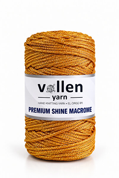 vollen yarn Ασημί μακραμέ κορδόνι 100g 150m Premium Shine – Πολυεστερικό κορδ...