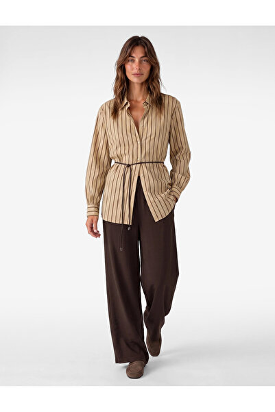 Koton Μακρυμάνικο ριγέ πουκάμισο oversize με ζώνη