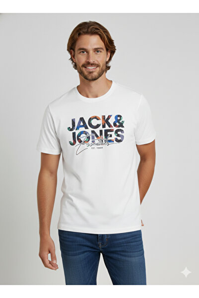 Jack & Jones Jjgeplas Tee Ss Crew Neck Ln Beyaz Erkek T-Shirt 12278523