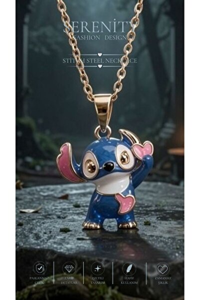 Serenity Lilo Stitch Figür Çelik Kolye06