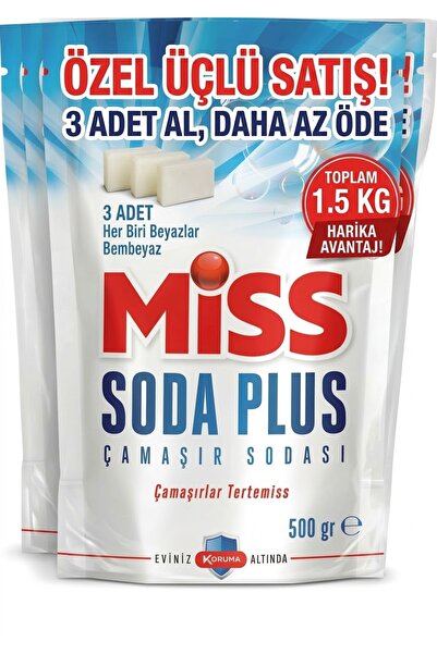 Soda Plus Optik Etkili Beyaz Sabunlu Renkli ve Beyazlar İçin El ve Matik Çamaşır Sodası 3×500GR