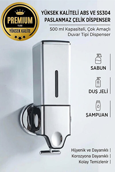 BanyomHome Paslanmaz Çelik Alt Kare Kısım 500 ml Sabun, Duş Jeli, Şampuan Kul...