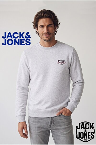 Jack & Jones Jack Jones Men's Crew Neck Sweatshirt Stormy White Melange