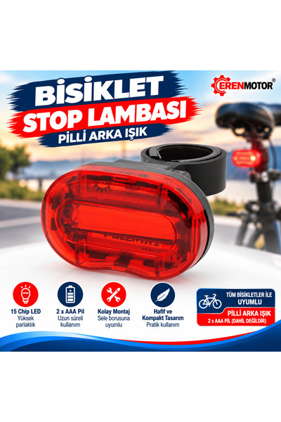 Double Tree Bisiklet Stop Lambası -CELL, Pilli , Arka Isık - Aydınlatma - Far