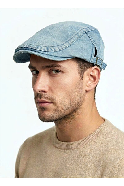 STELLA VESTİNO Premium Denim British Style Flat Cap - Adjustable Side Buckle ...