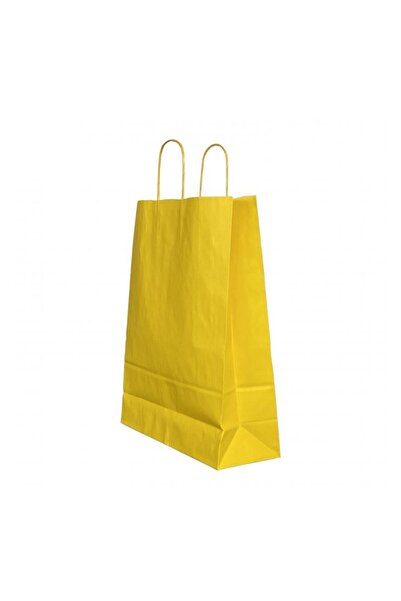 OEM Pungă de hârtie cu mâner răsucit 18 x 8 x 22 CM GALBEN/ALB PAPIROTI