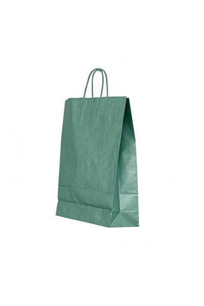 OEM PAPER BAG TWISTED HANDLE 22 x 10 x 31 CM GLOSSY GREEN/WHITE PAPIROTI