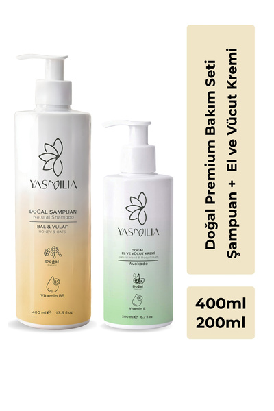 Yasmilia Doğal Premium Bakım Seti – Bal & Yulaf Şampuan 400 ml + Nemlendirici...