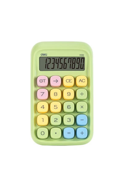 Deli DESKTOP CALCULATOR 10 DIGIT MULTICOLORED KEYS GREEN