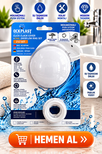 ock plast Lavabo Gider Süzgeci Bas Aç Pop-Up Sistem Taşma Yüzüklü Set