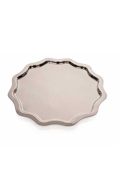 Blends Rounded Wavy Serving Tray Stainless Steel 41×41 cm Silver from Palmora