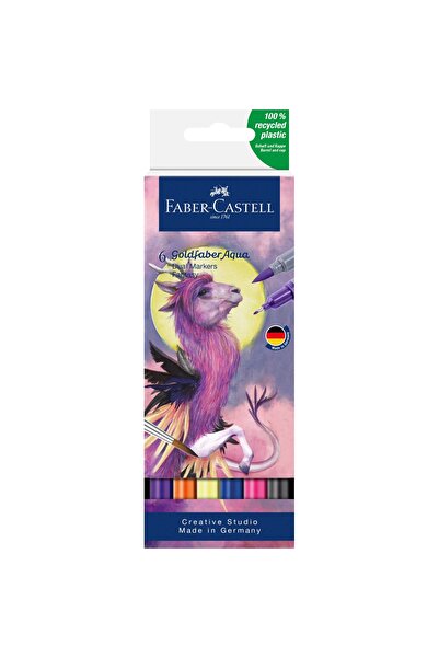 Faber Castell Set de markere Goldfaber Aqua cu 6 bucăți, cu vârf dublu, culor...