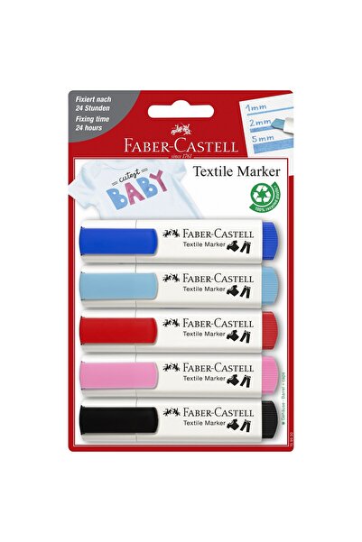 Faber Castell BLISTER 5 MARKERE TEXTILE FABER-CASTELL ROȘU-ALBASTRU