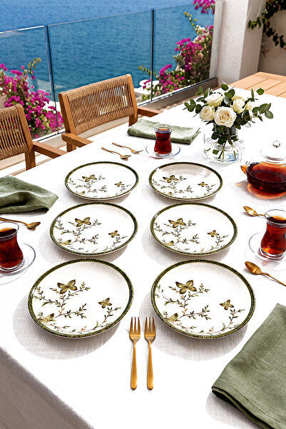ers erbaşlar Verna Green Luxury Cake Set for 6 People Cake Plate (20 cm)